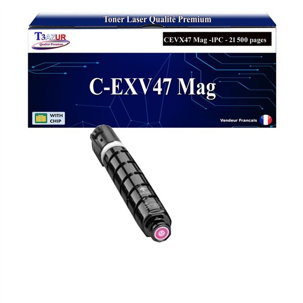 T3AZUR - Toner compatible avec Canon IR Advance C250i  C250iF  C255i  C255iF  C350i  C350iF  C350P  CEXV47 - Magenta