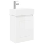 vidaXL Meuble de salle de bain avec robinet Blanc brillant