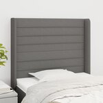vidaXL Tête de lit avec oreilles Gris foncé 103x16x118/128 cm Tissu
