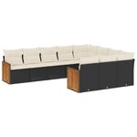 vidaXL Salon de jardin 10 Pièces avec coussins noir résine tressée
