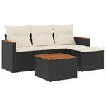 vidaXL Salon de jardin 5 Pièces avec coussins noir résine tressée