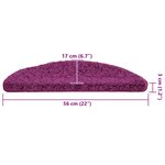 vidaXL Tapis d'escalier 20 pièces 56 x 17 x 3 cm Violet Demi-rond