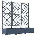 vidaXL Jardinière avec treillis 3 Pièces Grise 120x40x125 5 cm