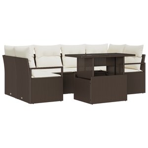 Set de Canapés de Jardin vidaXL 7 Pièces avec Coussins Marron Rattan Poly