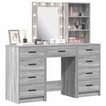vidaXL Table de Toilette 3 Pièces Gris 40 x 41 x 135 cm Bois d'ingénierie