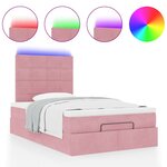 vidaXL Cadre de lit ottoman avec matelas rose 120x190 cm velours