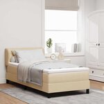 vidaXL Lit avec sommier à ressort et matelas Crème 100x200 cm Tissu