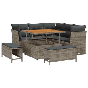 vidaXL Ensemble de canapé de jardin 8 Pièces Gris polyrotin