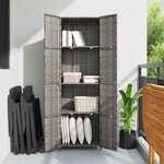 vidaXL Armoire de rangement jardin Gris 59x40x180 cm Résine tressée