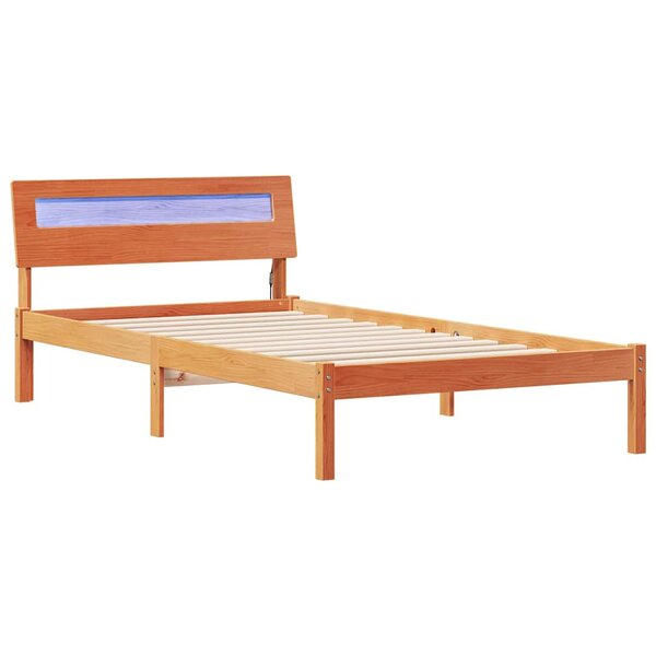 vidaXL Cadre de lit avec tête de lit Brun cire 80 x 200 cm Pin massif