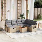 vidaXL Salon de jardin avec coussins 8Pièces mélange beige résine tressée