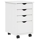 vidaXL Cabinet roulant avec roue Blanc 34 x 39 x 56 cm Pin massif