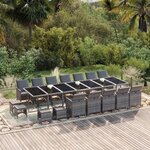 vidaXL Ensemble à manger de jardin coussins 21 Pièces Gris Résine tressée