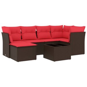 vidaXL Salon de jardin avec coussins 7 Pièces marron résine tressée