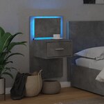 vidaXL Table de chevet murale avec lumières LED gris béton