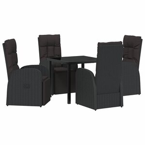 vidaXL Ensemble de salle à manger pour jardin 5 Pièces Noir polyrotin