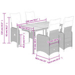 vidaXL Ensemble de bistro de jardin 5 Pièces coussins gris poly rotin