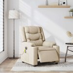 vidaXL Fauteuil inclinable de massage électrique crème tissu