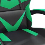 vidaXL Chaise de jeu avec repose-pied Noir et vert Similicuir