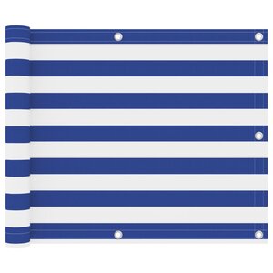 vidaXL Écran de balcon Blanc et bleu 75x600 cm Tissu Oxford