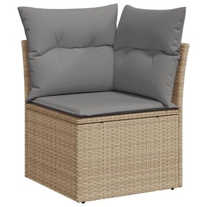 vidaXL Canapé d'angle de jardin avec coussins beige résine tressée