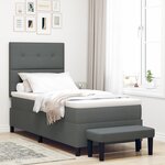 vidaXL Lit à ressort avec matelas et banc gris foncé 100 x 200 cm tissu