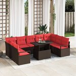 vidaXL Ensemble de canapé de jardin 10 Pièces Marron Poly rotin