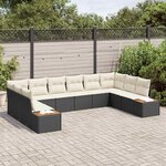 vidaXL Ensemble de canapé de jardin 10 Pièces Noir Poly rotin