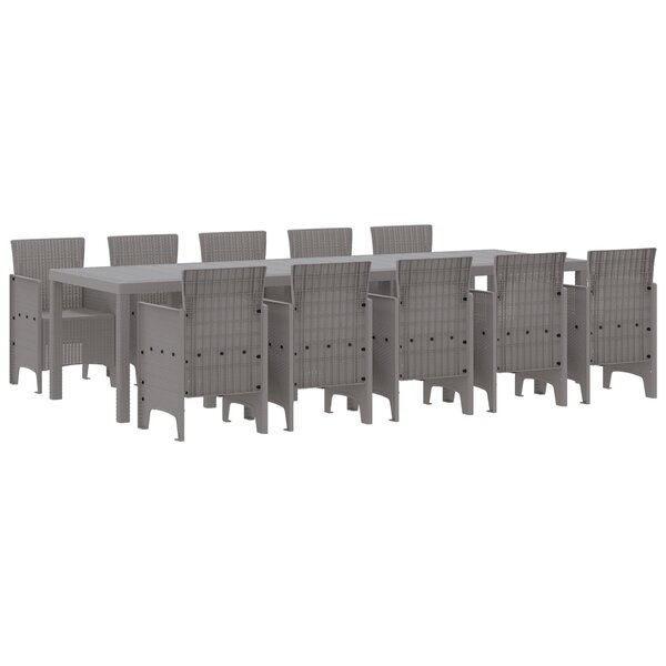 vidaXL Ensemble de repas de jardin 11 pièces gris clair poly rotin