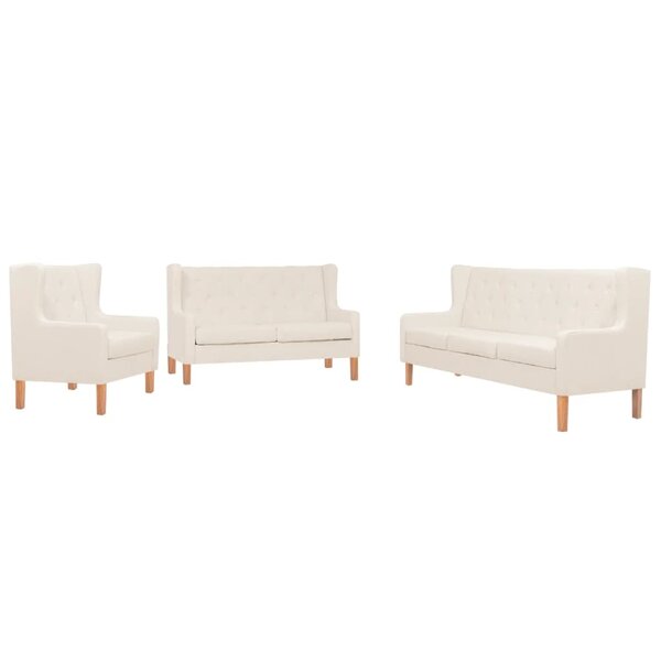 vidaXL Ensemble de canapés 3 Pièces tissu blanc crème