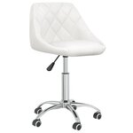 Chaise fauteuil siège pivotante de bureau informatique étude similicuir blanc 02_0024085