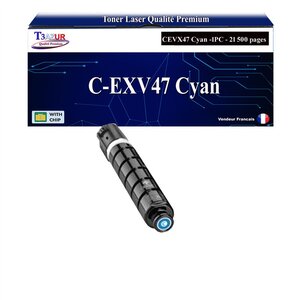 T3AZUR - Toner compatible avec Canon IR Advance C250i C250iF C255i C255iF C350i C350iF C350P CEXV47 - Cyan
