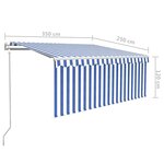 vidaXL Auvent automatique store capteur de vent LED Bleu/blanc
