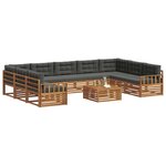 vidaXL Ensemble de canapés d'extérieur 10 pc Naturel et Anthracite
