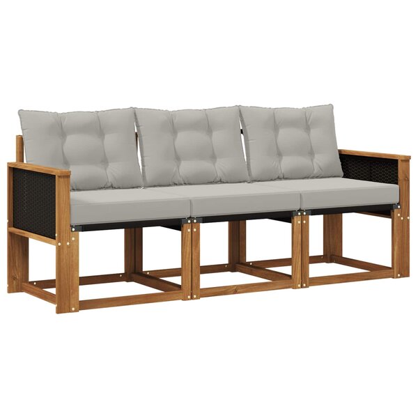 vidaXL Ensemble de canapés d'extérieur 3 pc Naturel et gris clair