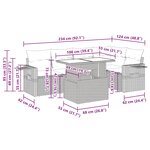 vidaXL Salon de jardin 6 Pièces avec coussins noir résine tressée acacia