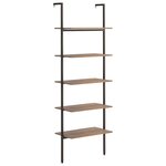 vidaXL Étagère inclinée à 5 niveaux Marron foncé et noir 64x35x185 cm