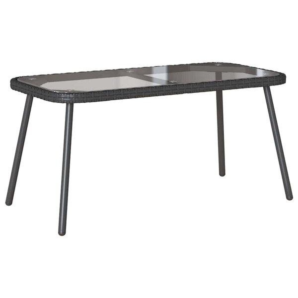 vidaXL Table basse Noir 90 x 45 x 43 cm Rattan en Poly  verre