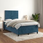 vidaXL Sommier à lattes de lit et matelas bleu foncé 120x190cm velours