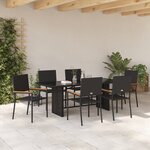 Ensemble de salle à manger de jardin vidaXL 7 pièces noir poly rattan