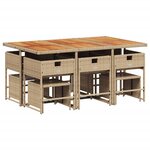 vidaXL Ensemble à manger de jardin et coussins 11 Pièces beige poly rotin