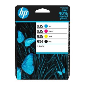 Hp 934/935 pack de 4 cartouches d'encre authentiques  noir/cyan/magenta/jaune (6zc72ae) pour imprimantes hp officejet pro 6200