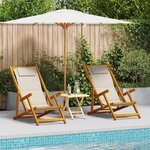 vidaXL Chaise de plage avec coussin 2 Pièces Marron 61.5 x 123 x 82cm