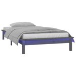 vidaXL Cadre de lit à LED sans matelas gris 100x200 cm bois massif