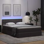 vidaXL Lit avec rangement et LED Gris 140 x 190 cm Cuir synthétique