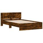 vidaXL Cadre de lit avec tête de lit et LED chêne fumé 120x200 cm