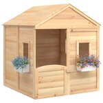 vidaXL Maison de jeux et porte verrouillable/fleurs bois massif sapin