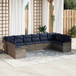 vidaXL Ensemble de canapé de jardin 10 Pièces Gris clair Poly rotin