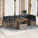 vidaXL Ensemble de salle à manger pour jardin 7 Pièces Gris  Marron