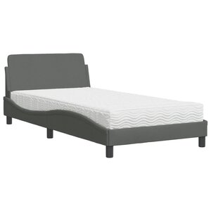 vidaXL Lit avec matelas Dover gris foncé 100x200 cm tissu